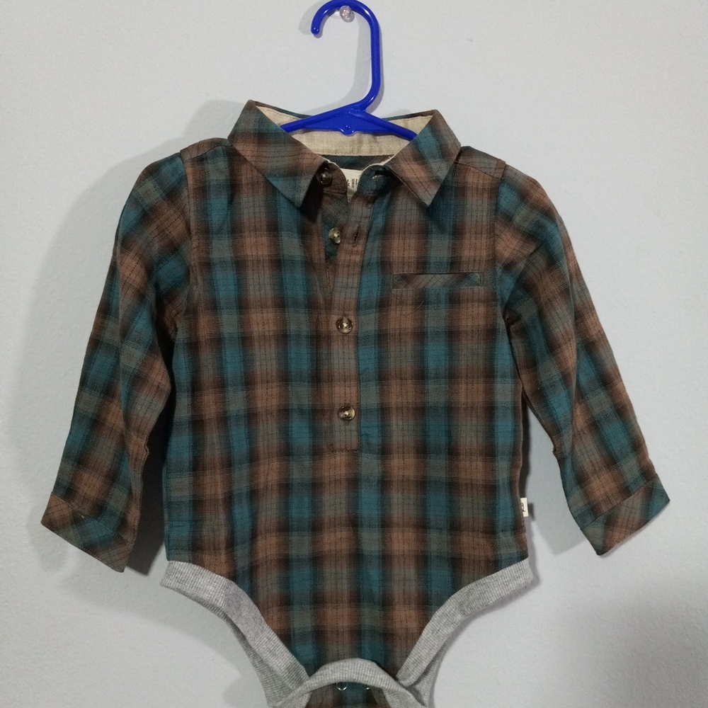 Me & Henry Plaid Button-Up Baby Bodysuit Size 18-24M